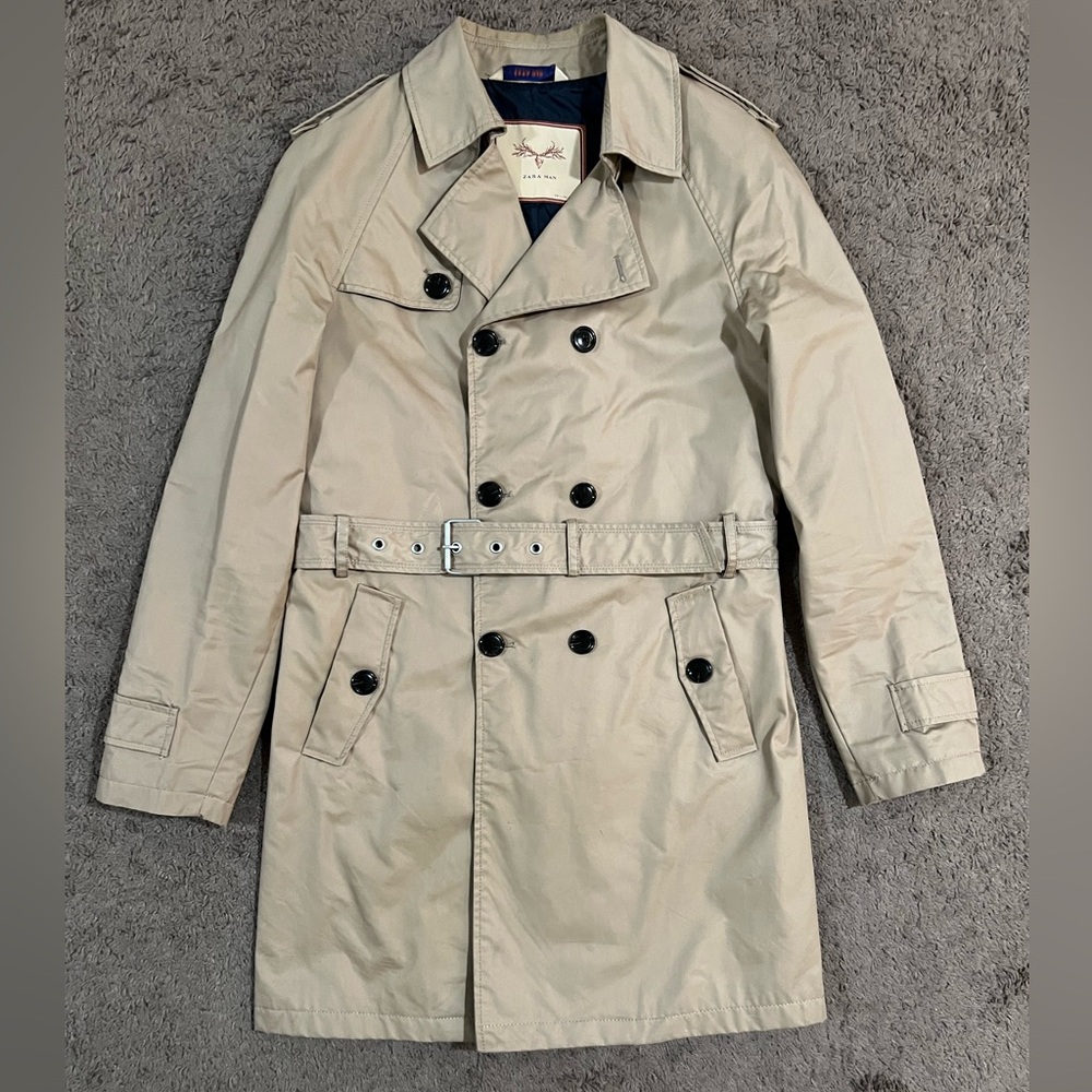 Zara Men’s Tan Trench Coat W/Belt Size L